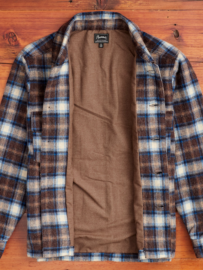 Wool CPO Shirt Jacket in Brown Plaid