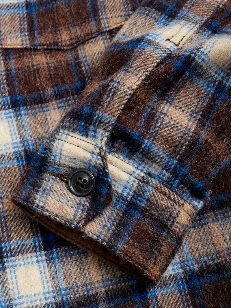 Wool CPO Shirt Jacket in Brown Plaid