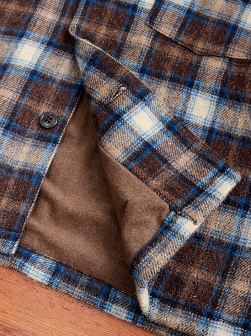 Wool CPO Shirt Jacket in Brown Plaid