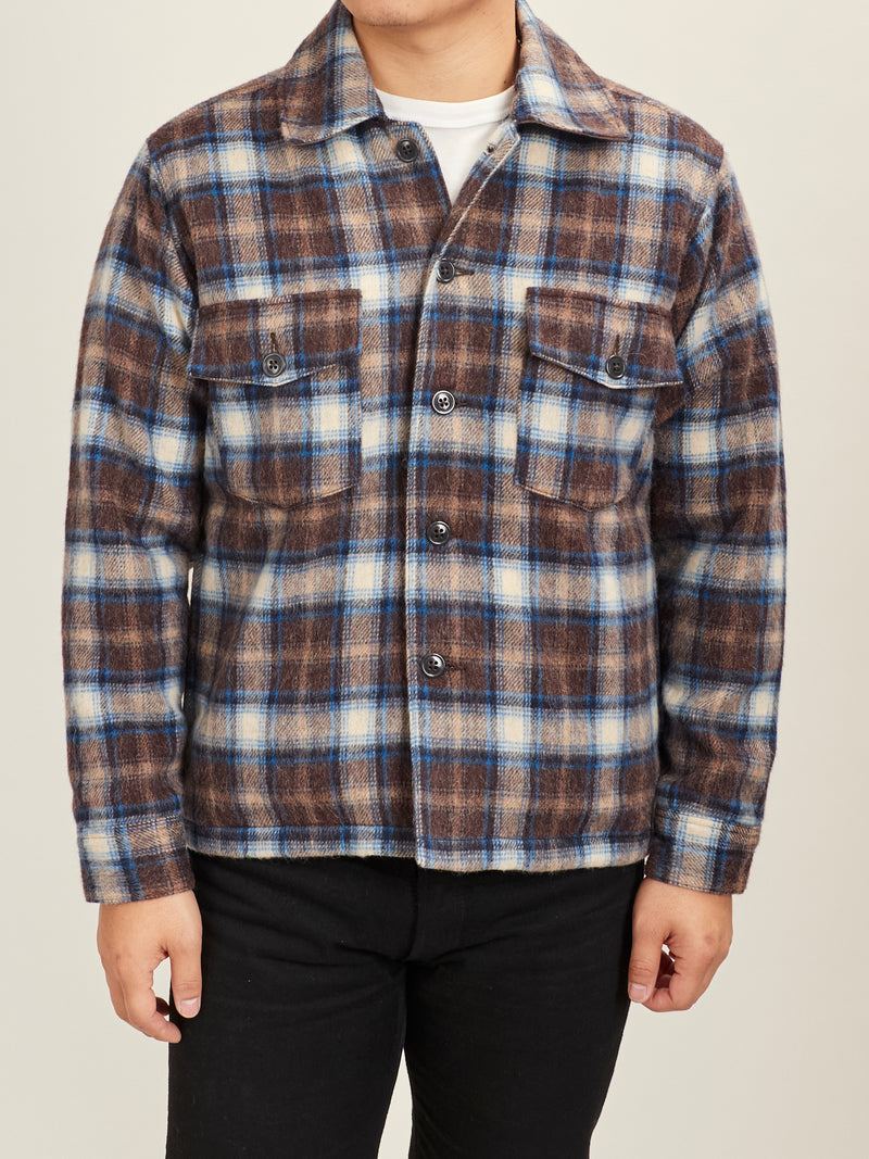 Wool CPO Shirt Jacket in Brown Plaid