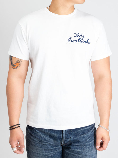 Chain Stitch Embroidery T-Shirt in White