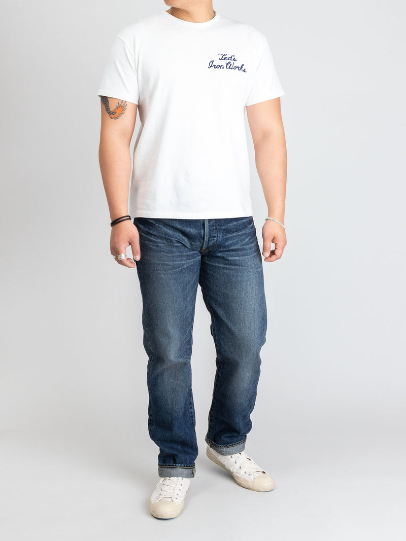 Chain Stitch Embroidery T-Shirt in White