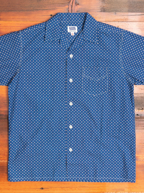 Dot Print Hawaiian Shirt in Indigo