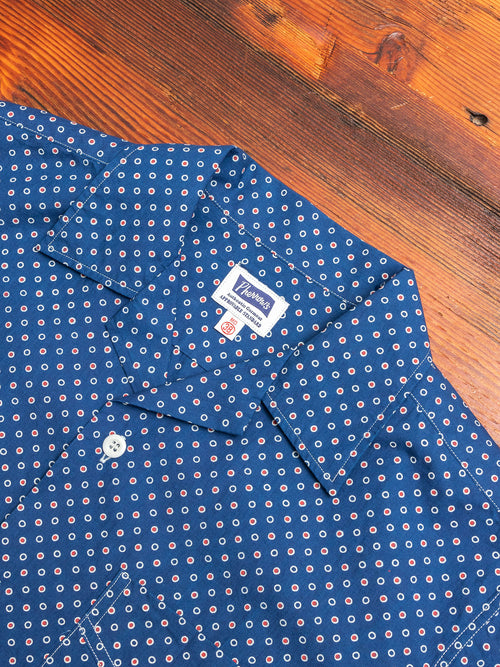 Dot Print Hawaiian Shirt in Indigo