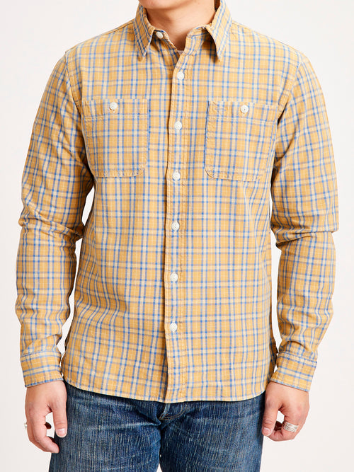 Cody Work Shirt in Tan/Indigo