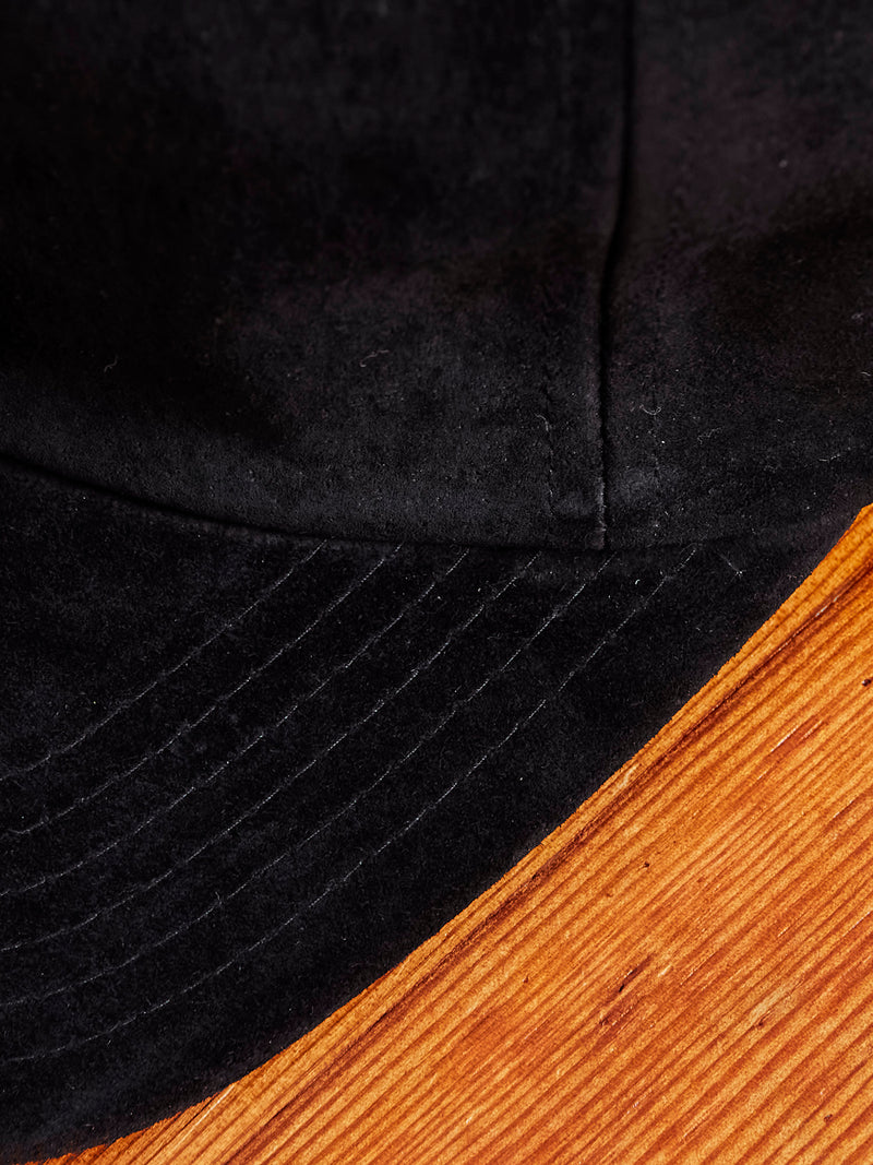 6-Panel Suede Cap in Black