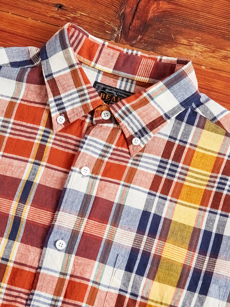 Madras Button-Down Shirt in Brown