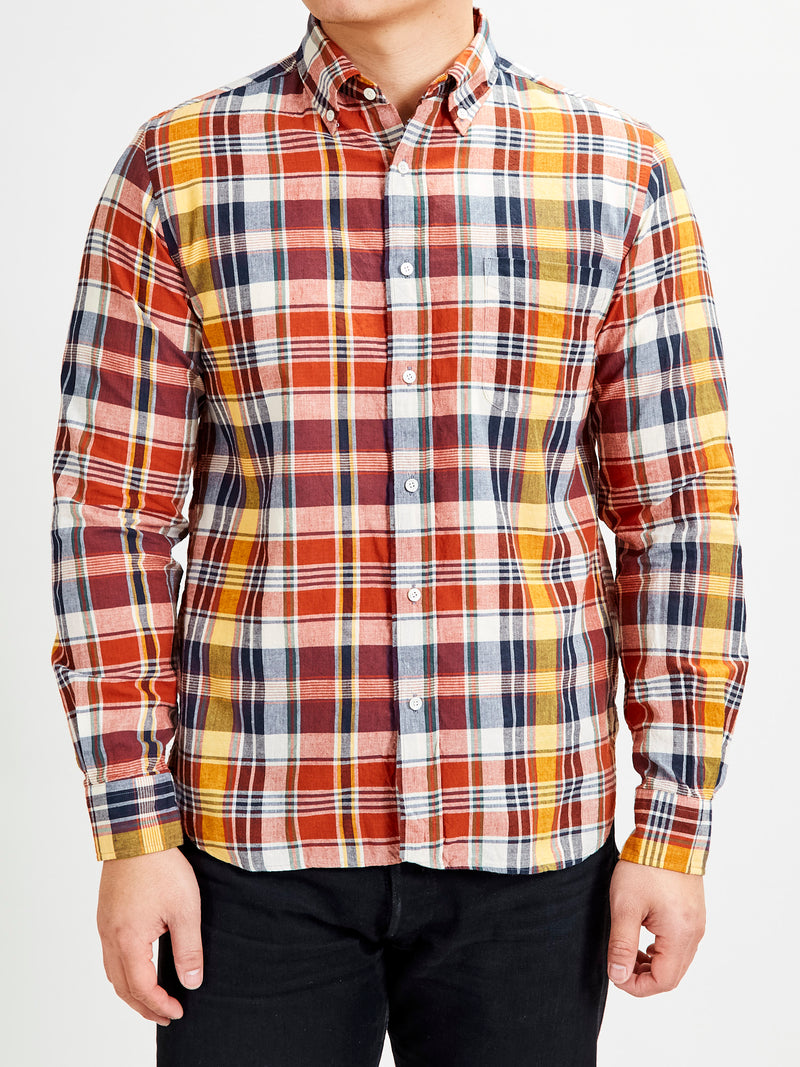 Madras Button-Down Shirt in Brown