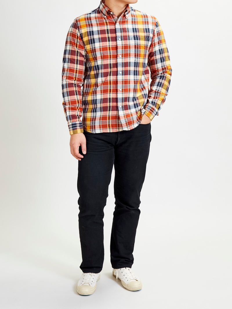 Madras Button-Down Shirt in Brown