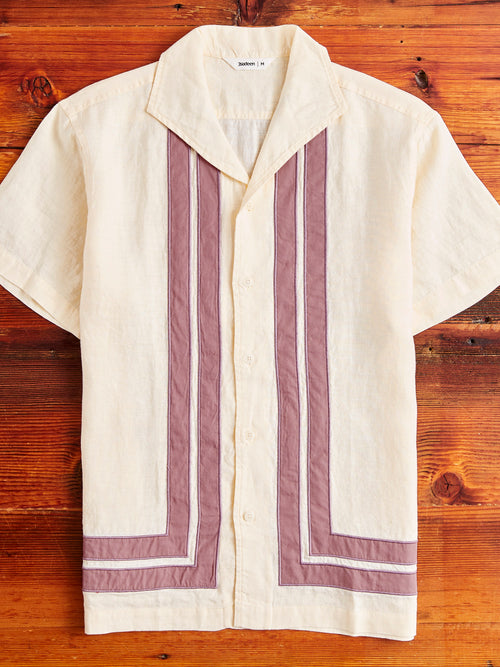 Border Applique Leisure Shirt in Natural/Mauve