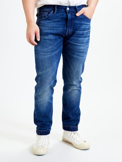 Indigo Bedford Cord Pants - High Slim Fit