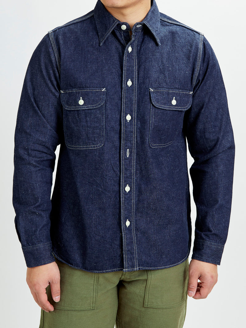 "Samurai Cotton" 10oz Denim Work Shirt in Indigo