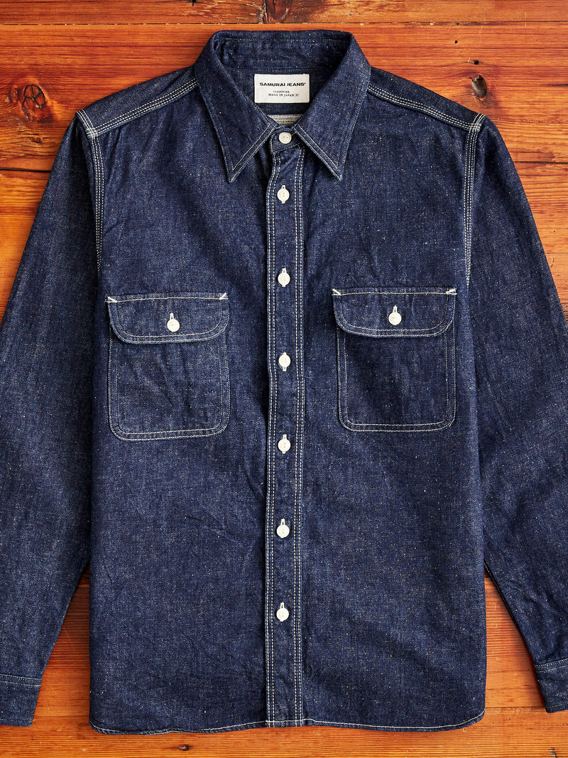 "Samurai Cotton" 10oz Denim Work Shirt in Indigo