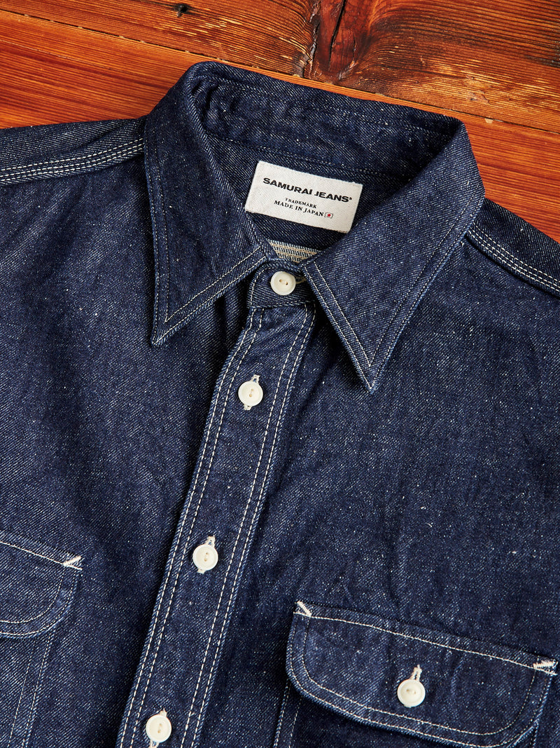 "Samurai Cotton" 10oz Denim Work Shirt in Indigo