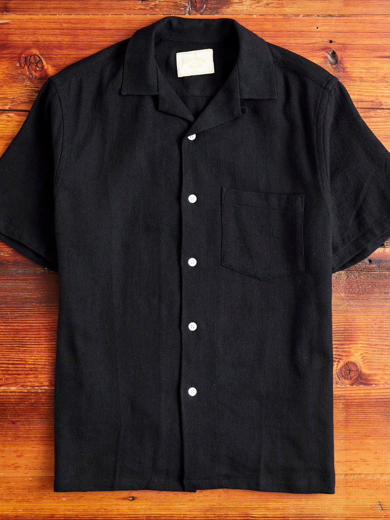 Pique Button-Up Shirt in Black