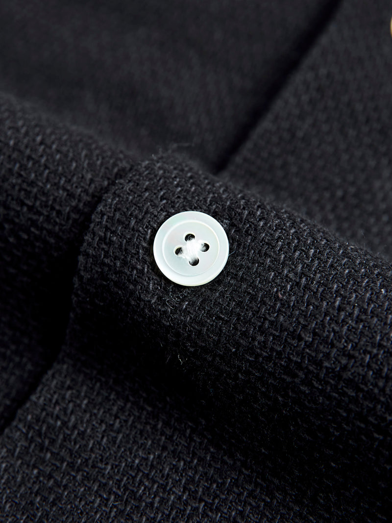 Pique Button-Up Shirt in Black