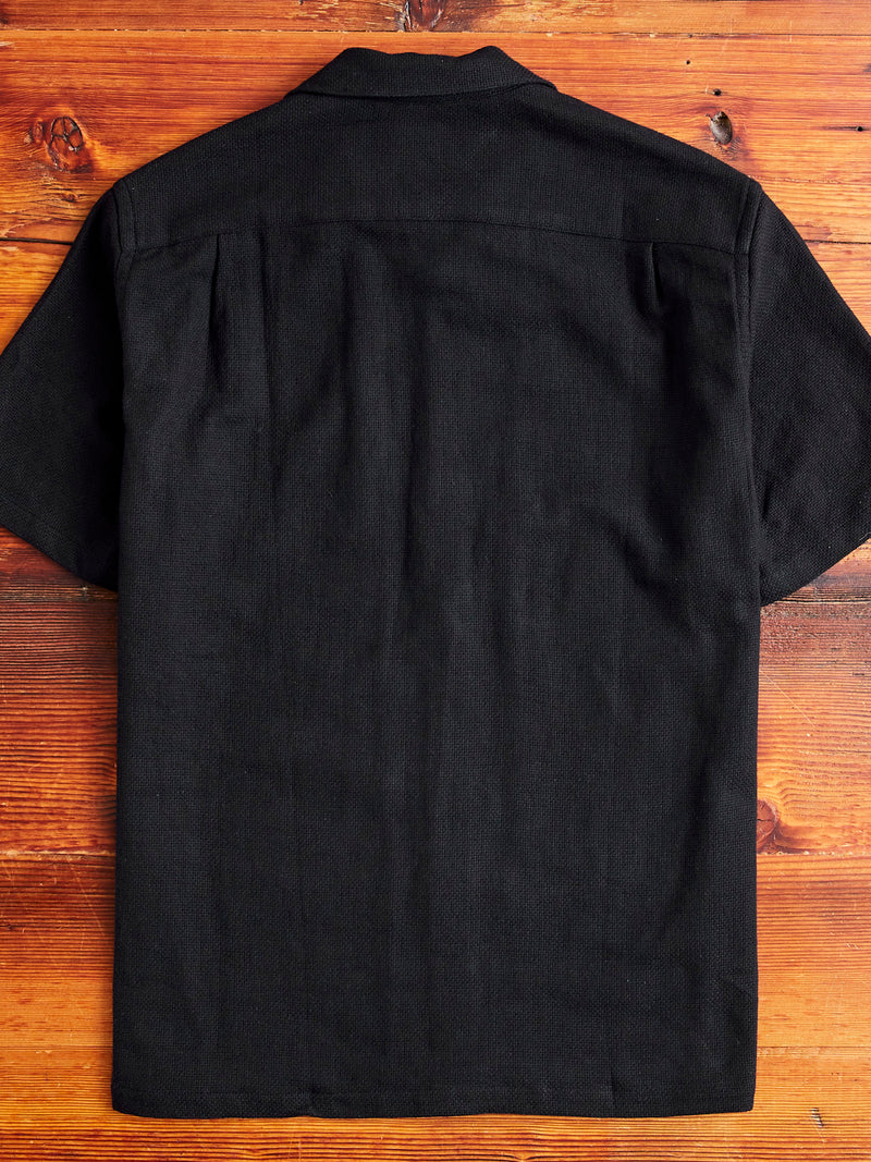 Pique Button-Up Shirt in Black