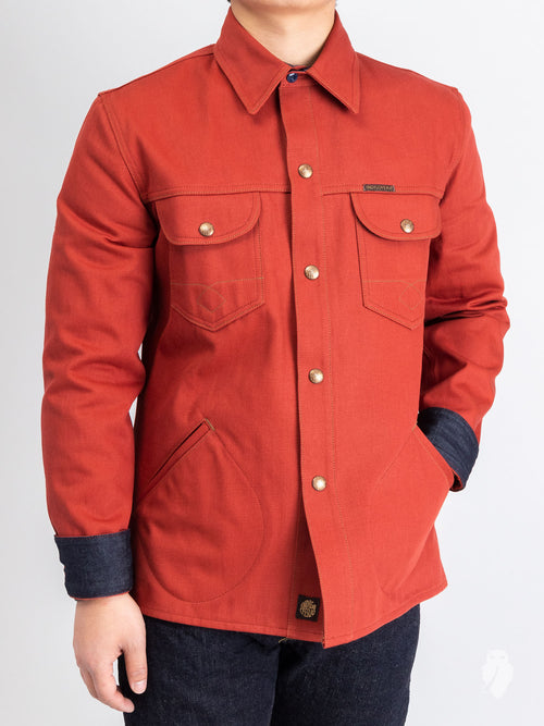 Eagle Rising Jacket in 13oz Brick Red Selvedge Denim