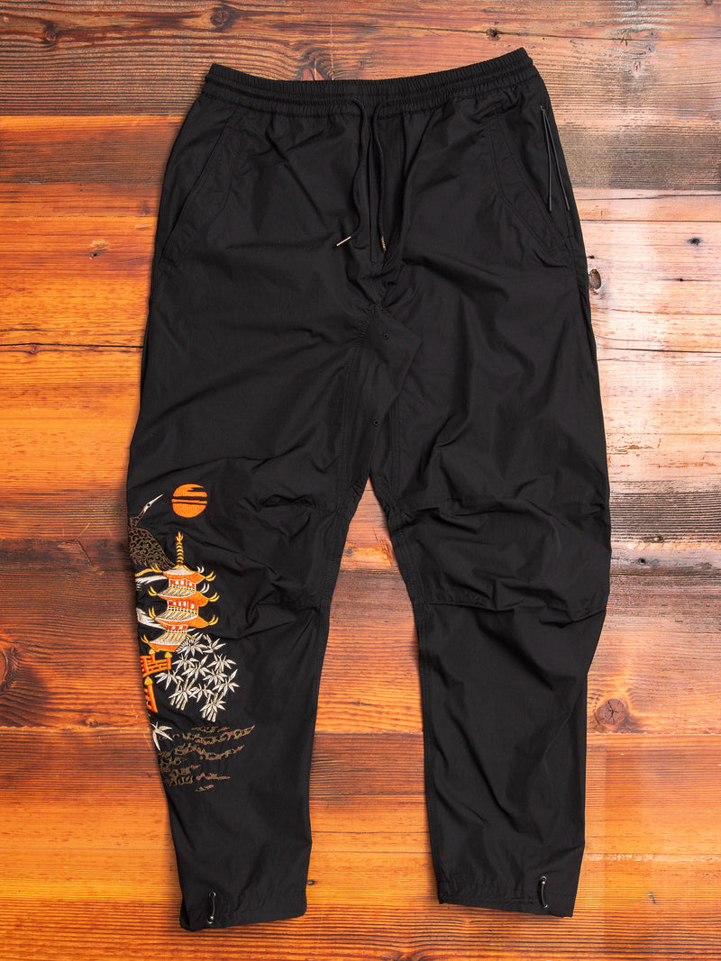 Crane Woven Trackpants in Black