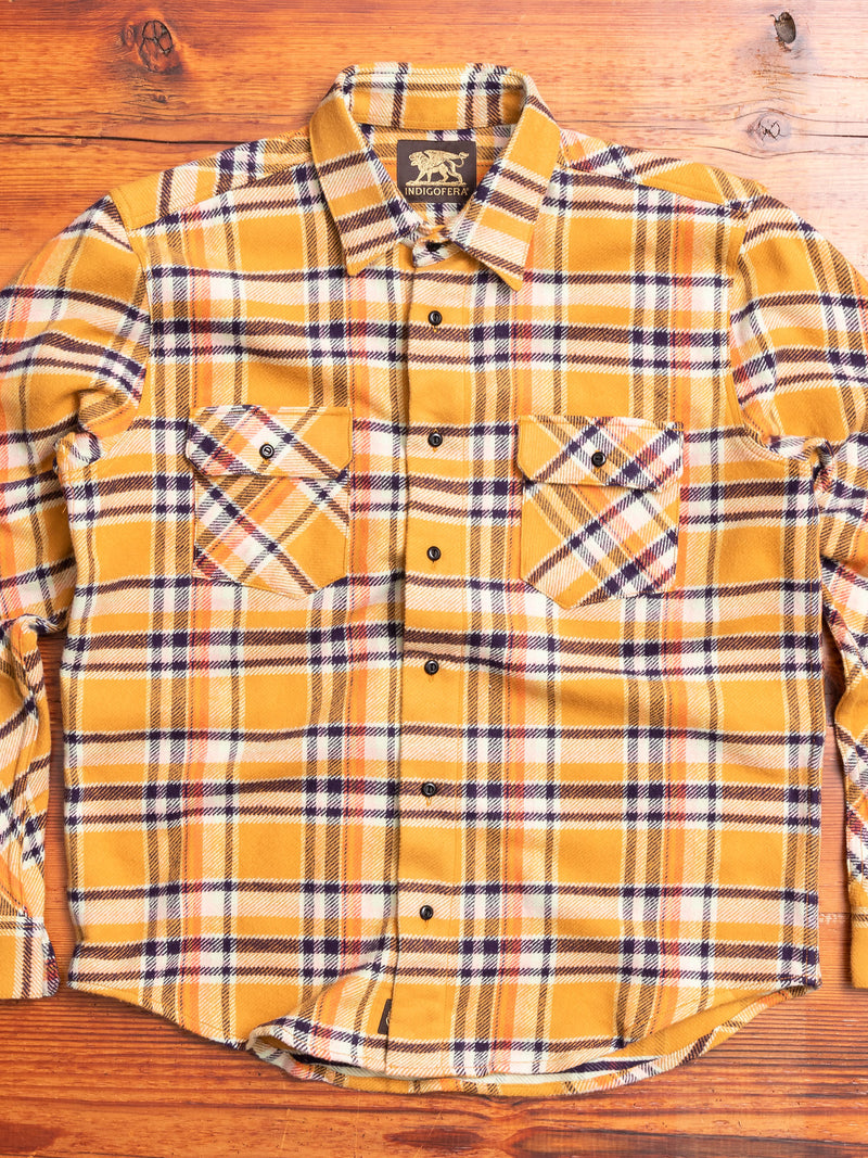 Bryson Flannel Shirt in Mustard/Navy