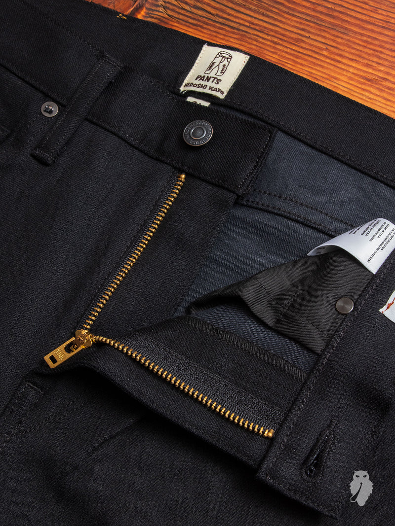 10.5oz Black Stretch Selvedge Denim - Needle Skinny