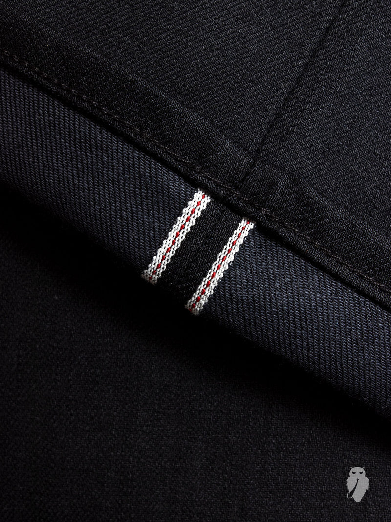 10.5oz Black Stretch Selvedge Denim - Needle Skinny