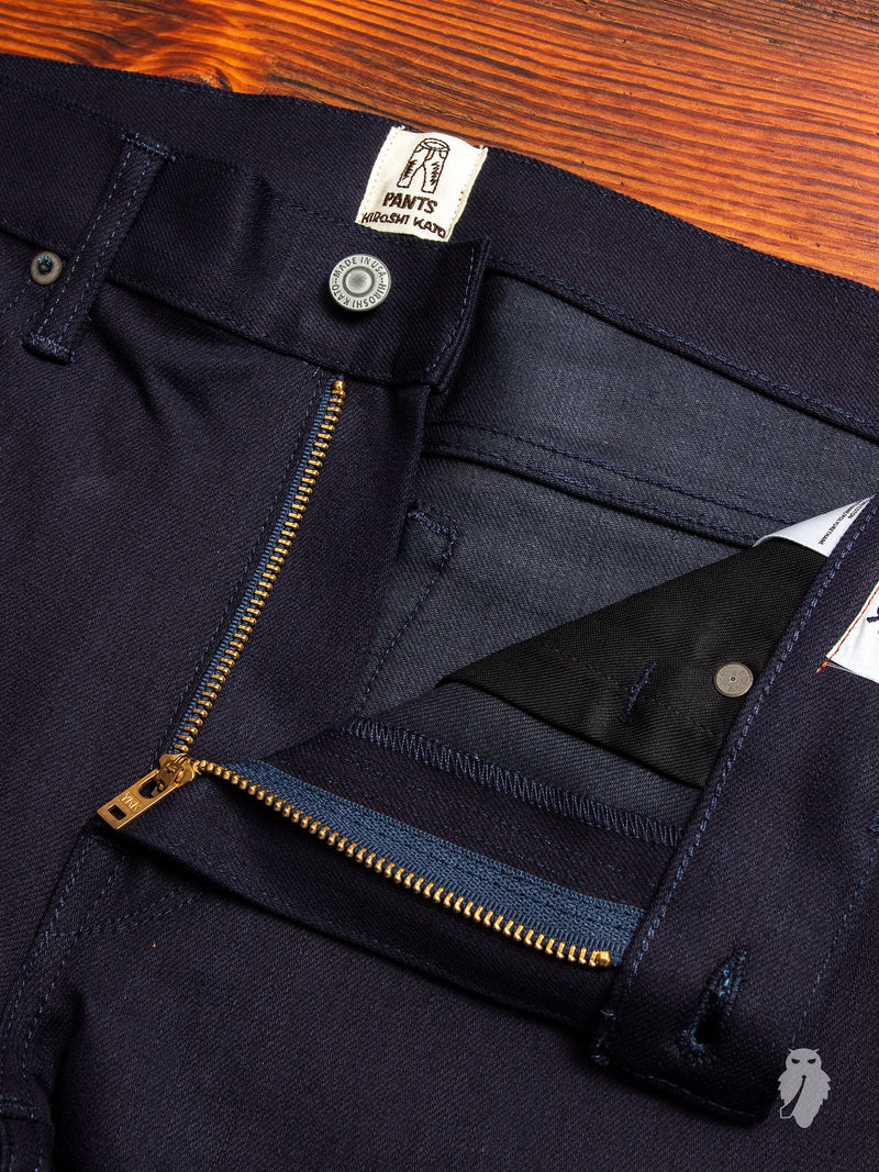 10.5oz Indigo/Black Stretch Selvedge Denim - Needle Skinny