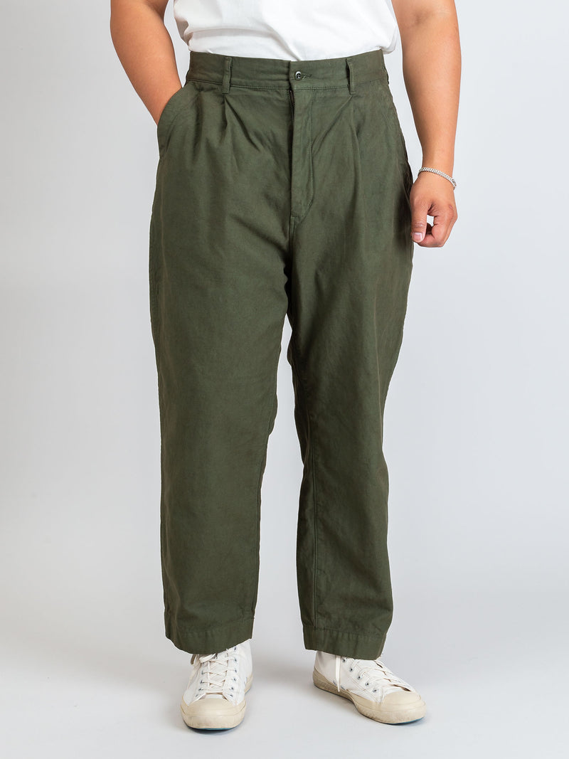 One-Tuck Wide Pants in Olive