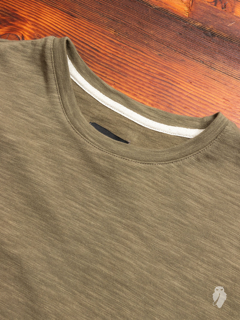 Slub Long Sleeve T-Shirt in Olive