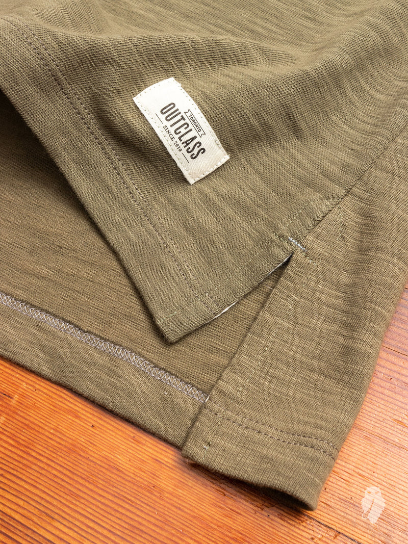 Slub Long Sleeve T-Shirt in Olive