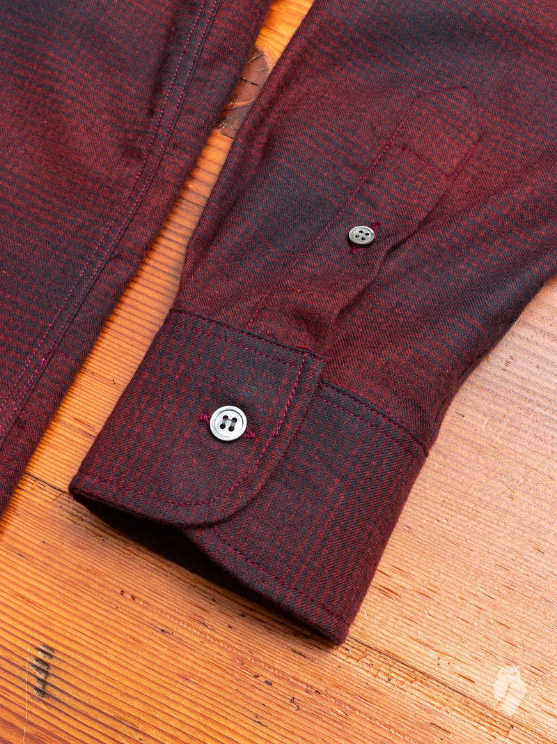 Shadow Plaid Flannel Button-Down Shirt in Red