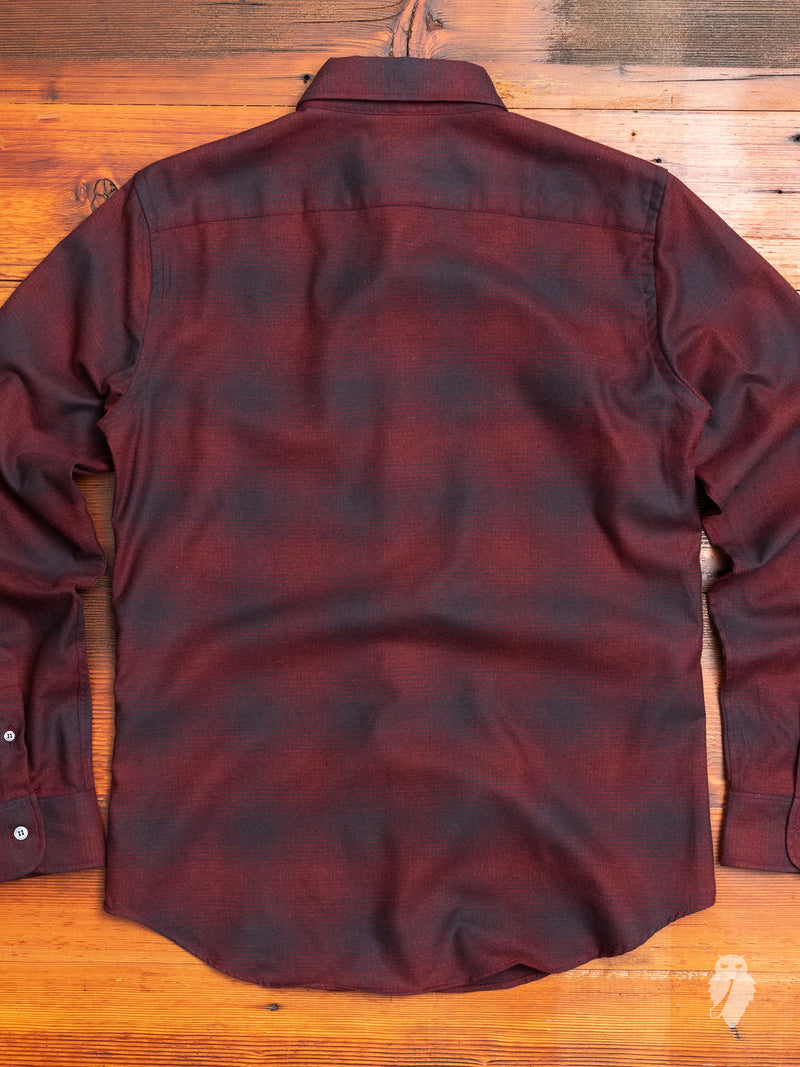 Shadow Plaid Flannel Button-Down Shirt in Red