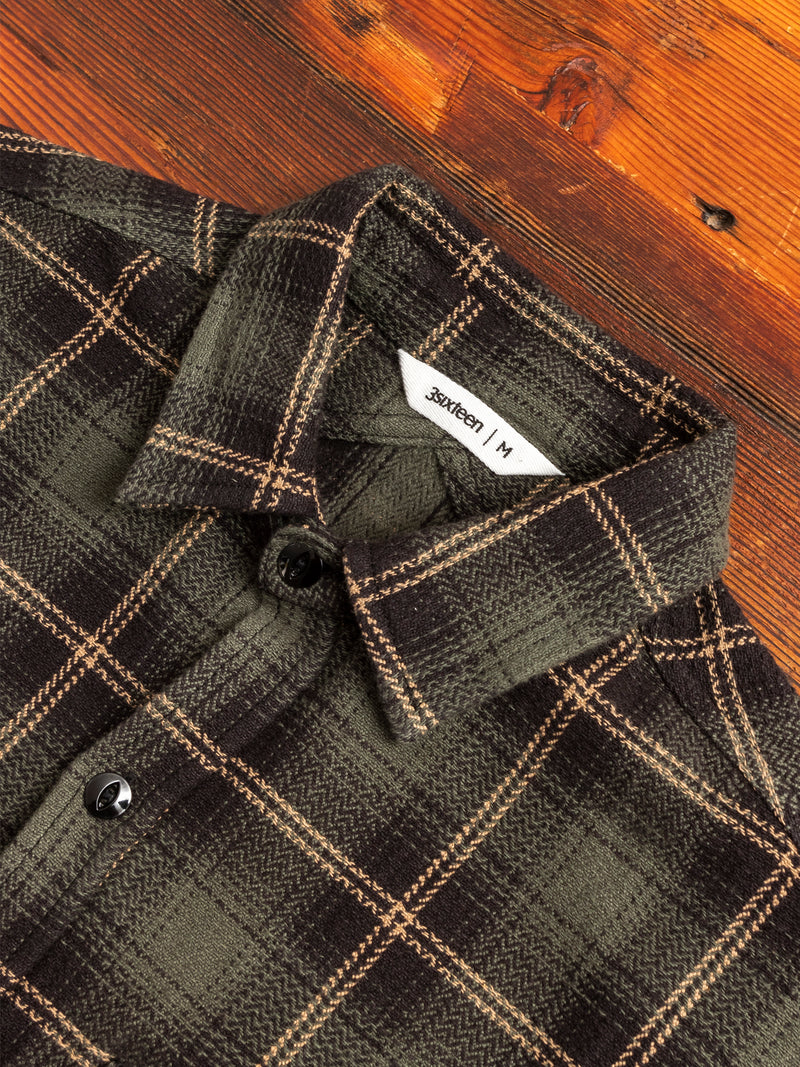 Crosscut Flannel in Pine Plaid