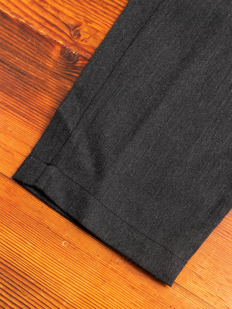 Drawstring Pant in Charcoal Wool Gabardine