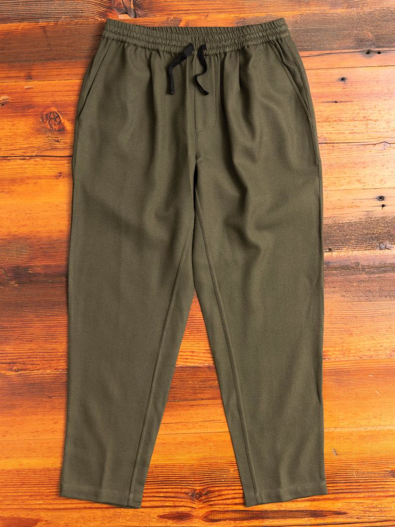 Drawstring Pant in Forest Wool Gabardine