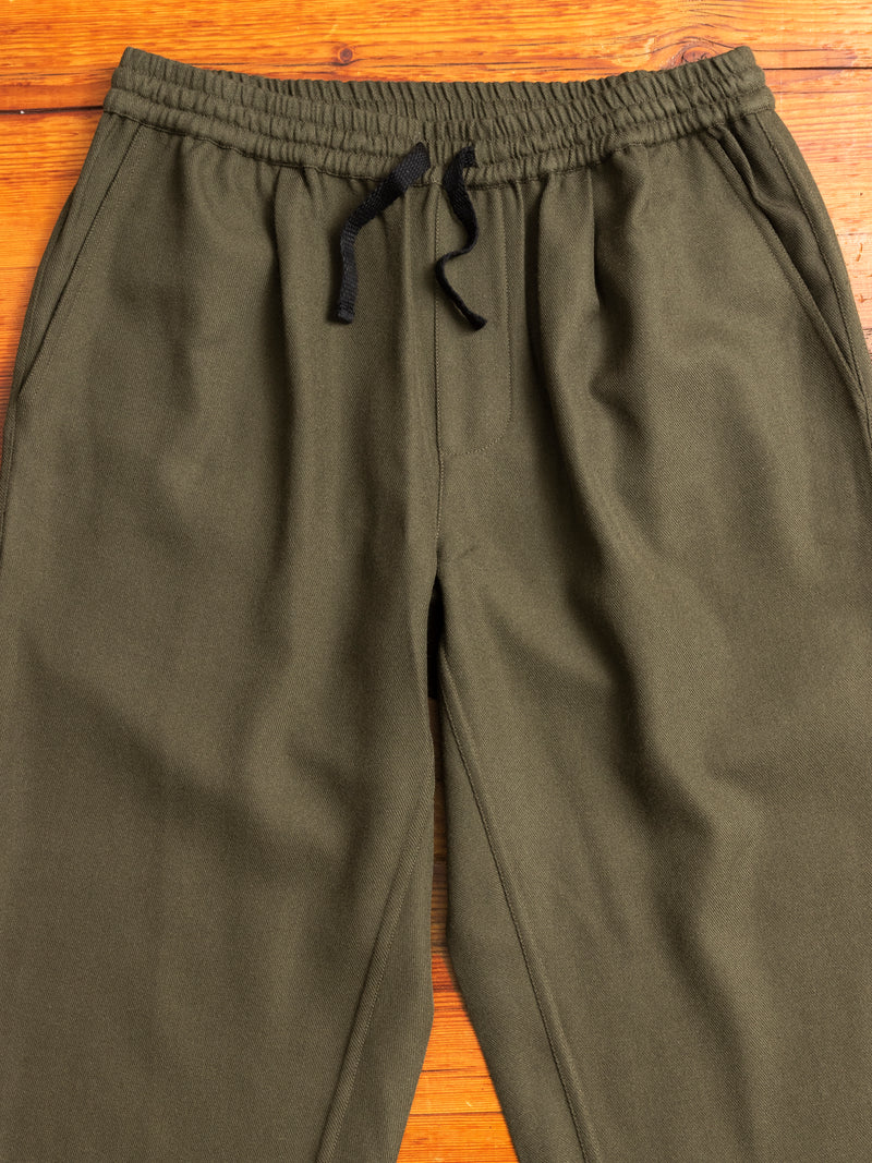 Drawstring Pant in Forest Wool Gabardine