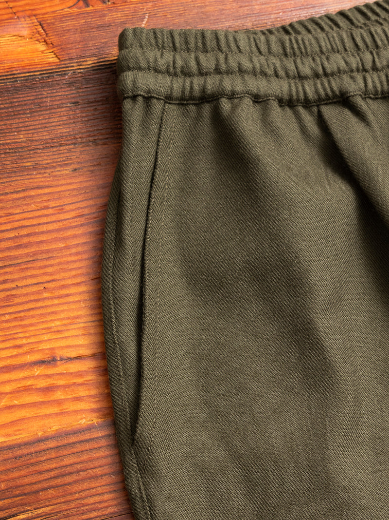 Drawstring Pant in Forest Wool Gabardine