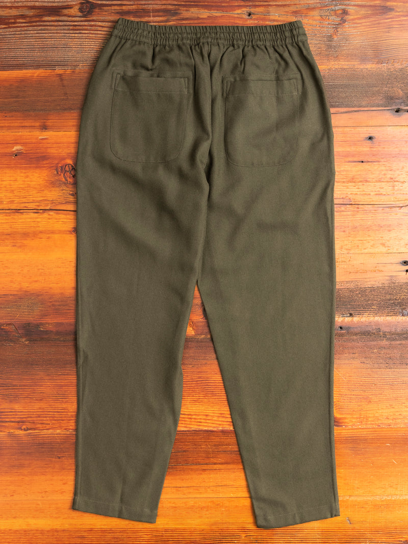 Drawstring Pant in Forest Wool Gabardine