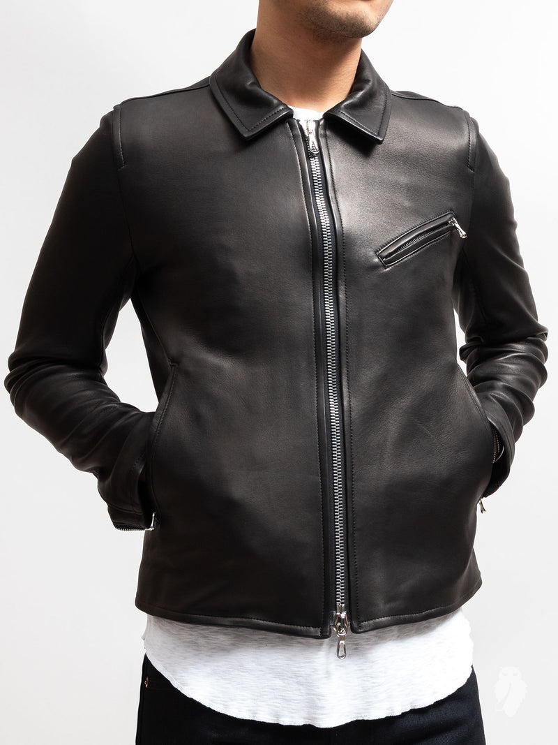 Lamb Leather Rider's Jacket in Black