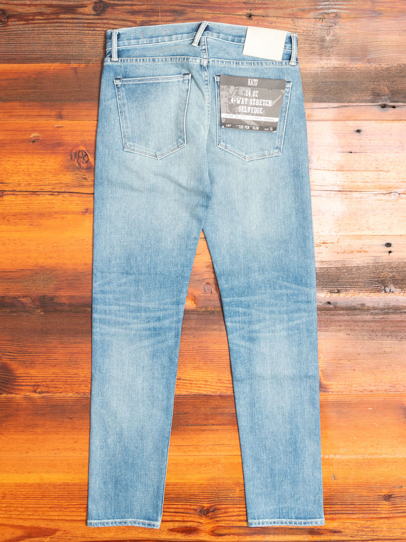 "Julian" 14oz Washed Indigo Stretch Selvedge Denim - Pen Slim