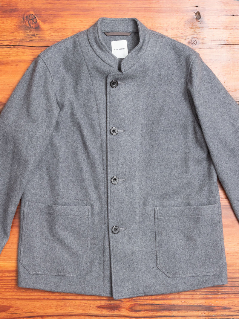 Mandarin Collar Jacket in Melange Grey