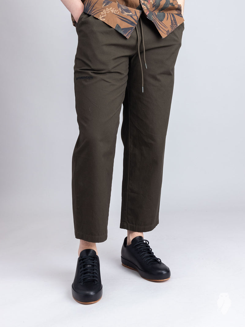 Cropped Pants in Olive Canvas